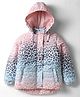 Primo Gino Woven Full Sleeves Hooded Padded Jacket With Cheetah Print Design & Detachable Hood - Pink