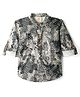 Rikidoos Full Sleeves Abstract Printed Kurta Style Shirt - Black & Beige