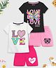 Trampoline Cotton Blend Pack Of 2 Half Sleeves Butterfly & Heart Printed Coordinating Tees & Shorts Set - Multi Colour