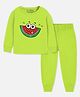 Trampoline Terry Loop Full Sleeves Watermelon Printed Tee With Joggers Set - Green