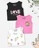 Trampoline Cotton Blend Pack Of 3 Sleeveless Unicorn & Rainbow Printed Crop Tops - Multi Colour