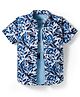 Pine Kids Cotton Woven Half Sleeves Floral Printed Shirt With T-Shirt - Blue