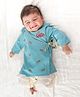 Tiber Taber 100% Cotton Full Sleeves Om Namah Shivay Text & Damru Embroidered Dhoti Kurta Set - Blue