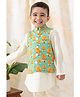 Tiber Taber 100% Cotton Sleeveless Kathakali Dancers Printed Jacket - Green