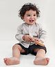 Tiber Taber 100% Cotton Full Sleeves Checked & Train Embroidered Shirt & Shorts Set - White