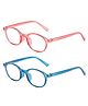 SYGA Pack of 2 Kids Anti-Blue Light Blocking Retro Round Frame Glasses for Age 4 to 12 Years old (Blue & Orange)