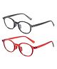 SYGA Pack of 2 Kids Anti-Blue Light Blocking Retro Round Frame Glasses for Age 4 to 12 Years old (Grey & Red)