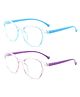 SYGA Pack of 2 Kids Anti-Blue Light Blocking Transparent Retro Round Glasses for Age 6 to 12 Years old (Blue & Purple)