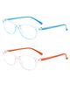 SYGA Pack of 2 Kids Anti-Blue Light Blocking Lightweight Retro Round Frame Glasses for Age 6 to 12 Years old (Orange & Blue)