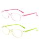 SYGA Pack of 2 Kids Anti-Blue Light Blocking Lightweight Retro Round Glasses for Age 6 to 12 Years old (Pink & Green)