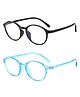 SYGA Pack of 2 Kids Anti-Blue Light Blocking Lightweight Retro Round Glasses for Age 6 to 12 Years old (Blue & Black)
