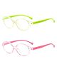 SYGA Pack of 2 Kids Anti-Blue Light Blocking Lightweight Retro Round Glasses for Age 4 to 9 Years old (Green & Pink)