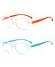 SYGA Pack of 2 Kids Anti-Blue Light Blocking Lightweight Retro Round Glasses for Age 4 to 9 Years old (Orange & Blue)