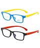 SYGA Pack of 2 Kids Anti-Blue Light Glasses Soft Silicone Eye Protection Baby Flat Mirror for 4-12 years old (Blue & Black)