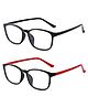 SYGA Pack of 2 Kids Anti-Blue Light Flat Mirror Glasses Suitable Age 4-12 years old (Black & Red)