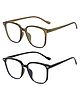 SYGA Pack of 2 Anti-Blue Light Radiation Flat Glasses for Women (Transparent Tea & Glossy Black)