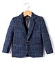 Rikidoos Full Sleeves Checked Textured Blazer - Navy Blue