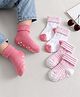 Cute Walk by Babyhug Ankle Length Anti Bacterial Anti Skid Socks with Stripes Pack of 3 - Pink & White