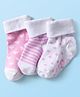 Cutewalk by Babyhug Ankle Length Anti-Bacterial Anti Skid Socks with Stripes & Heart Design Pack of 3 - Pink & White