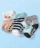 Cute Walk by Babyhug Knit Ankle Length Anti Bacterial Anti Skid Socks with Animal Design Pack of 3 - Grey Light Blue & Cream