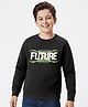 Pine Kids Knit Full Sleeves Sweatshirt With Future Print - Black