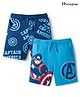 Honeyhap Marvel Terry Kinit Knee Length Shorts with Captain America Graphics Pack of 2 - Navy & Sky Blue