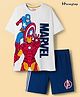 Honeyhap Marvel Single Jersey Knit Drop Shoulder Half Sleeves Oversized T-Shirt & Shorts Set With Avengers Graphics - White