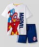 Honeyhap Marvel Single Jersey Knit Drop Shoulder Half Sleeves Oversized T-Shirt & Shorts Set With Avengers Graphics - White