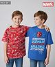 HoneyHap Marvel Single Jersey Knit Oversize Drop Shoulder Half Sleeves T-Shirt with Spider-Man Graphics Pack of 2 - Red & Blue