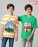 HoneyHap Marvel Single Jersey Knit Oversized Drop Shoulder Half Sleeves T-Shirts with Spider-Man Graphics Pack of 2 - Light Green & Yellow