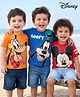Babyhug Disney Single Jersey Knit Half Sleeves T-Shirts With Mickey & Friends Graphics Pack of 3 - Orange Blue & Red