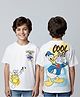 Pine Kids Disney Single Jersey Knit  Oversized Drop Shoulder Half Sleeve T-Shirt with Front and Back Donald Duck Graphics - White