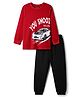 Pine Kids Single Jersey Knit Full Sleeves Night Suit With Text & Car Print - Red