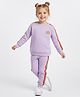 Bonfino 100% Cotton French Terry Knit Oversized Full Raglan Sleeves Oversized Sweatshirt with Joggers Set with Tape Detailing & Rainbow Print - Lavender