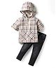Simply Premium Cotton Full Sleeves Checkered Full Sleeves Hooded Shirt & Denim Jeans Set - Multicolor