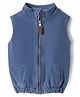 Simply Premium Denim Woven Sleeveless Mid Wash Solid Color Denim Jacket - Navy Blue