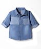 Simply Denim Woven Full Sleeves Washed Shirt - Blue