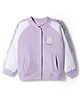 Bonfino 100% Cotton French Terry Knit Full Sleeves Oversized Bomber Jacket With Alphabet Embroidery - Lilac