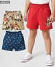 Babyoye Disney 100% Cotton Mid Thigh Shorts With Bambi Graphics Pack Of 3 - Red Navy Blue & Cream