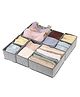 House of Quirk Non-Woven Foldable Clothing Storage Box Closet Dresser Drawer Organizer Cube Basket Bins Containers Divider With Drawers  Set of 8  - Grey Stripes