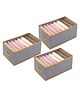 House of Quirk Wardrobe Clothes Organizer For 8 Grids Foldable Closet Inside Organizers And Storage Bins For Bedroom Organizer Box Set of 3 - Grey