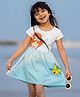 Nap Chief Pure Cotton Disney Princess Half Sleeves Ariel & Flounder Printed Dress - White