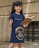 Nap Chief Pure Cotton Harry Potter Featuring Half Sleeves Hogwarts Emblem Printed Dress - Navy Blue