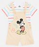 Pantaloons Junior Cotton Mickey & Friends Featuring Mickey Mouse Character Printed Dungaree With Half Sleeves Striped Tee - Bright White
