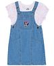 Pantaloons Junior Cotton Mickey & Friends Featuring Mickey Mouse Character Embroidered Dungaree With Half Sleeves Tee - Clear Sky