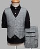 Rikidoos Full Sleeves Checked 3 Piece Party Suit Set - Grey & Black