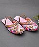 Little Palz Floral Embroidered & Sequins Embellished Mojaris - Light Pink