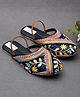 Little Palz Floral Embroidered & Sequins Embellished Mojaris - Black