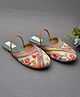 Little Palz Floral Embroidered & Sequins Embellished Mojaris - Green
