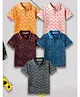 3PIN Single Jersey Pack Of 5 Half Sleeves Abstract & Vehicle Printed Polo Tees - Multi Colour